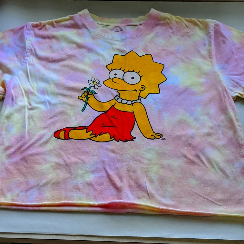 🌸L, Lisa Simpson tie dye cotton t-shirt